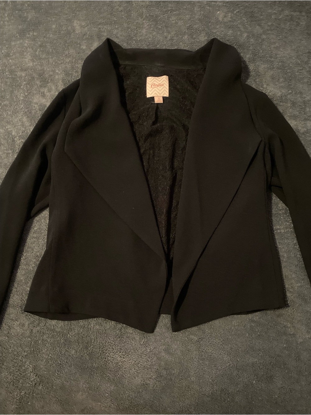 Candie's Black Open-Front Draped Blazer Jacket